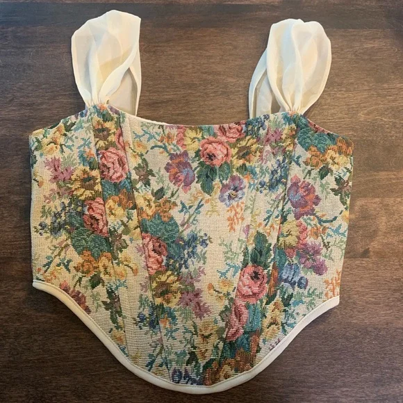 NWT Altar’d State Floral Corset Crop Top XS - Picture 2 of 6
